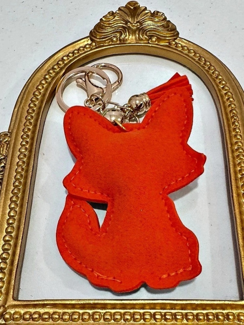 New Fox Rhinestone Keychain Orange & Black - Picture 3 of 5